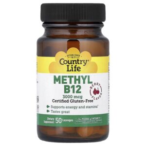 метил B12, с ягодным вкусом, 50 пастилок — Country Life