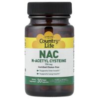 NAC, 750 мг, 30 веганских капсул — Country Life