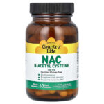 NAC, N-ацетилцистеин, 750 мг, 60 веганских капсул — Country Life