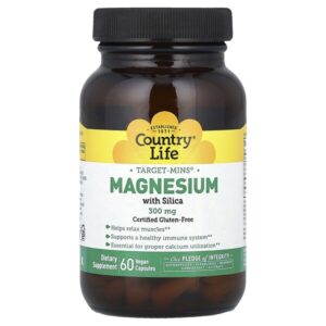 Target-Mins®, магний с диоксидом кремния, 60 веганских капсул — Country Life