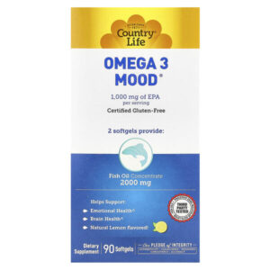 Omega 3 Mood®, натуральный лимон, 90 мягких таблеток — Country Life