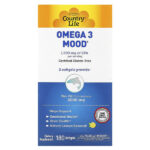 Omega 3 Mood, с натуральным вкусом лимона, 180 мягких желатиновых капсул — Country Life