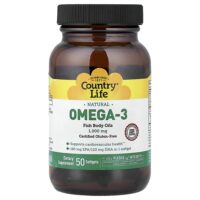 Naturals Omega-3, 1000 мг, 50 мягких таблеток — Country Life