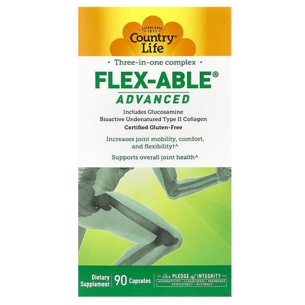 clf05040_v_74.jpg Flex-Able Advanced, комплекс для суставов «три в одном», 90 капсул — Country Life