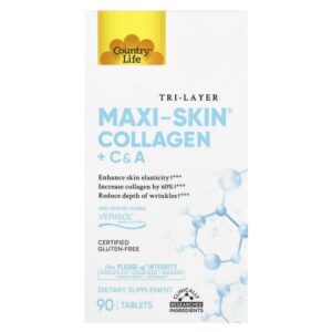 Tri Layer Maxi-Skin®, коллаген + витамины и витамины, 90 таблеток — Country Life