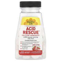 Acid Rescue, карбонат кальция, ягодный вкус, 60 жевательных таблеток — Country Life