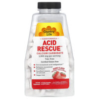 Acid Rescue, карбонат кальция, ягодный вкус, 220 жевательных таблеток — Country Life