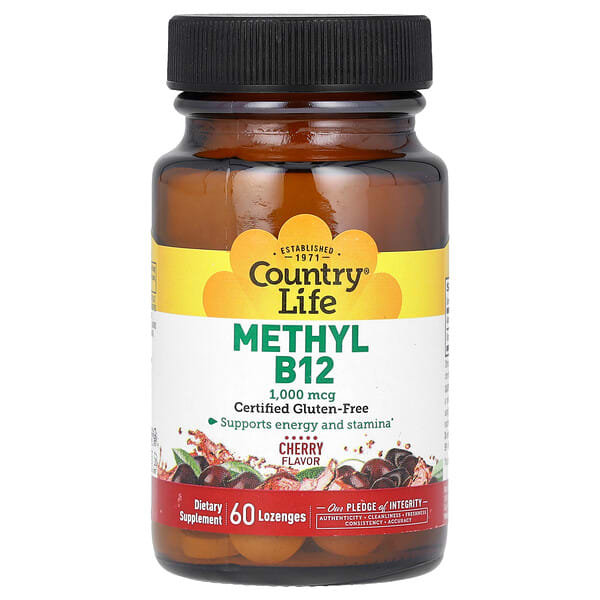 clf06300_v_34.jpg Метил B12, со вкусом вишни, 1000 мкг, 60 пастилок — Country Life