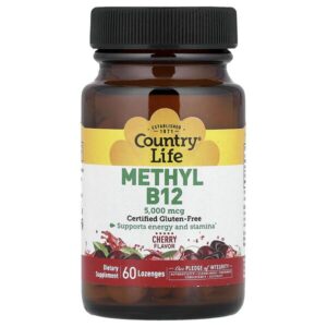 метилированный витамин B12, со вкусом вишни, 5000 мкг, 60 пастилок — Country Life