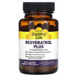 Resveratrol Plus, ресвератрол, 60 веганских капсул — Country Life