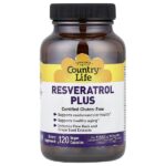 Resveratrol Plus, ресвератрол, 120 веганских капсул — Country Life
