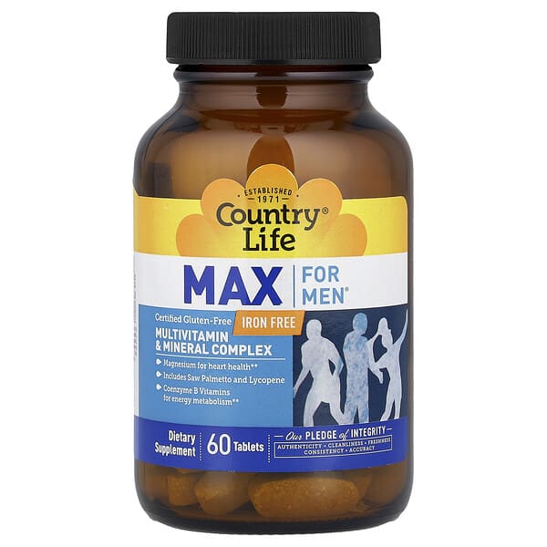 clf08135_v_24.jpg Max for Men®, комплекс мультивитаминов и минералов, без железа, 60 таблеток — Country Life