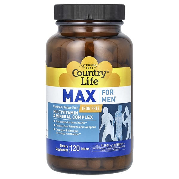 clf08136_v_37.jpg Max for Men, комплекс мультивитаминов и микроэлементов для мужчин, не содержит железа, 120 таблеток — Country Life