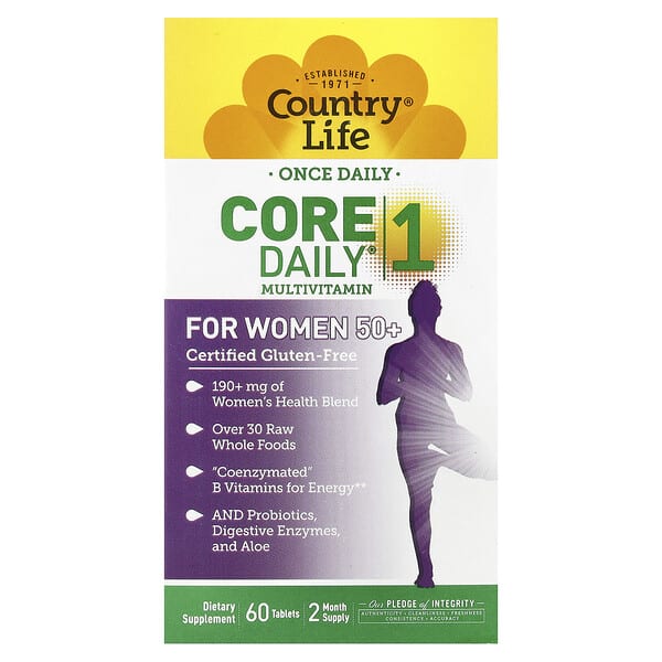 clf08196_v_64.jpg Мультивитамины Core Daily-1 для женщин старше 50 лет, 60 таблеток — Country Life