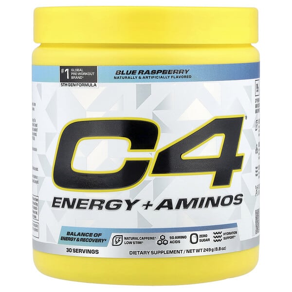 cll13640_v_8.jpg C4® Energy + Aminos, со вкусом голубой малины, 249 г (8,8 унции) — C4 / Cellucor