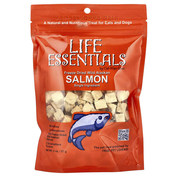 cmd84072_v_2.jpg Life Essentials, сублимированный дикий аляскинский лосось, для кошек и собак, 57 г (2 унции) — Cat-Man-Doo