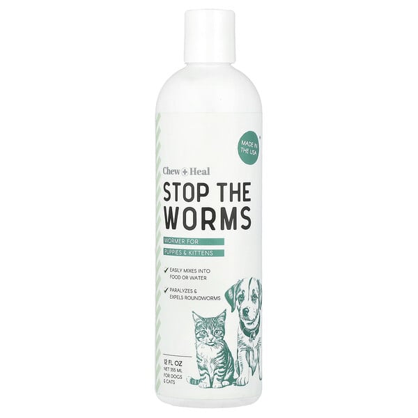 cnh71040_v_8.jpg Stop The Worms, вредное средство для щенков и котят, 355 мл (12 жидк. Унций) — Chew + Heal