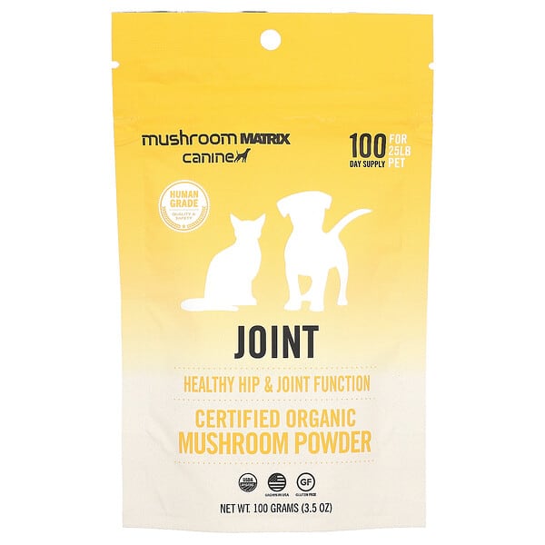 cnm00485_v_5.jpg Joint, сертифицированный органический грибной порошок, для домашних животных весом 25 фунтов, для собак и кошек, 100 г (3,57 унции) — Mushroom Matrix Canine