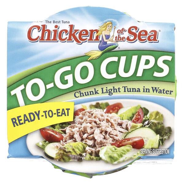 cos00300_v_20.jpg To-Go-Cups, кусочки легкого тунца в воде, 2 стакана по 2,8 унции — Chicken of the Sea