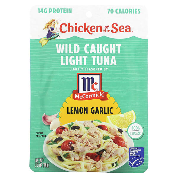 cos00394_v_2.jpg Дикий светлый тунец, лимон и чеснок, 70 г (2,5 унции) — Chicken of the Sea