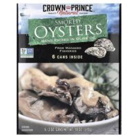 копченые устрицы, в оливковом масле, 6 банок по 85 г (3 унции) — Crown Prince Natural