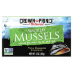 Копченые мидии, в оливковом масле, 85 г (3 унции) — Crown Prince Natural