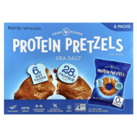 Протеиновые крендели, морская соль, 6 пакетиков по 50 г (1,75 унции) — Crisp Power