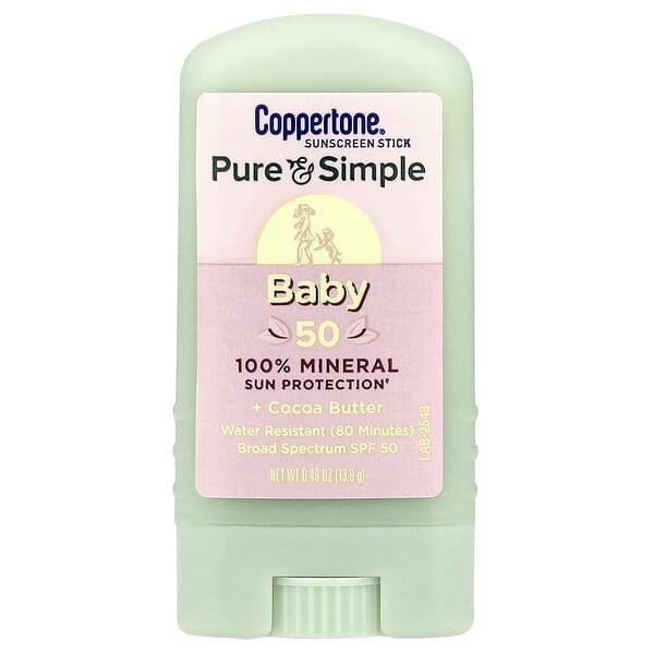 cpt02886_v_10.jpg Baby, Pure & Simple, солнцезащитный стик, SPF 50, 13,9 г (0,49 унции) — Coppertone