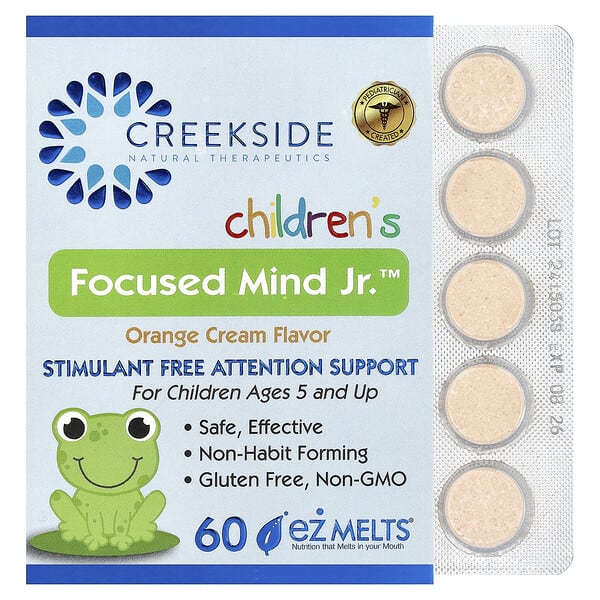 crk00406_v_37.jpg Children's Focused Mind Jr.™, апельсиновый крем, 60 таблеток EZ-Melt® — Creekside Natural Therapeutics