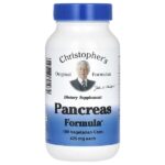 формула для поджелудочной железы, 100 вегетарианских капсул — Christopher's Original Formulas