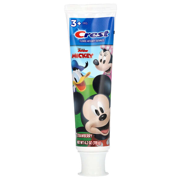 crr75126_v_8.jpg Фторсодержащая зубная паста против кариеса, Disney Junior Mickey, для детей от 3 лет, со вкусом клубники, 119 г (4,2 унции) — Crest
