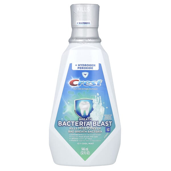 crr82422_v_8.jpg Multi-Care, отбеливающий ополаскиватель для рта, дыхание бактерий, холодящая мята, 946 мл (32 жидк. унции) — Crest