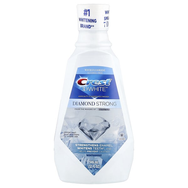 crr92557_v_8.jpg 3D White™, Diamond Strong, жидкость для полоскания рта с фтором от кариеса, без спирта, зимняя мята, 946 мл (32 жидк. Унции) — Crest