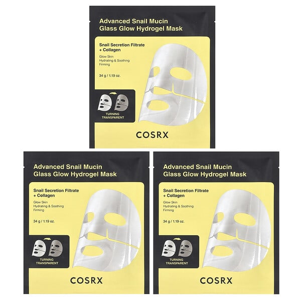 crx45705_v_20.jpg Advanced Snail Mucin Glass Glow Hydrogel Beauty Mask, 3 шт., 34 г (1,19 унции) — CosRx