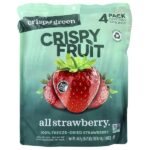 Crispy Green, Crispy Fruit, со вкусом клубники, 4 пакетика по 12 г (0,42 унции)