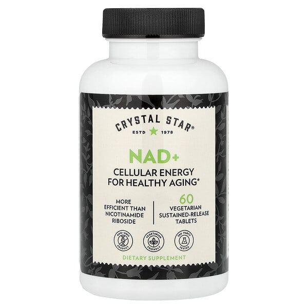csr00003_v_24.jpg NAD+, 60 вегетарианских таблеток длительного высвобождения — Crystal Star