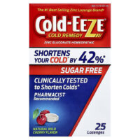 Cold Eeze, средство от простуды, глюконат цинка, натуральная дикая вишня, 25 пастилок