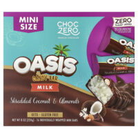 Oasis, шоколадный батончик, молоко, кокос и миндаль, 16 мини-батончиков в индивидуальной упаковке, 14 г (0,5 унции) каждый — ChocZero