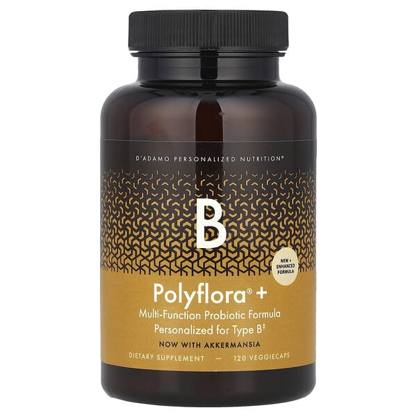 dad00287_v_8.jpg Polyflora® + B, многофункциональная формула с пробиотиками, 120 вегетарианских капсул — D'adamo