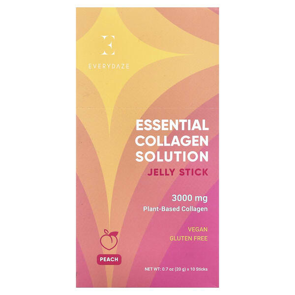 daz07826_v_38.jpg Essential Collagen Solution, желейные стики с коллагеном, персик, 10 стиков по 20 г (0,7 унции) — Everydaze