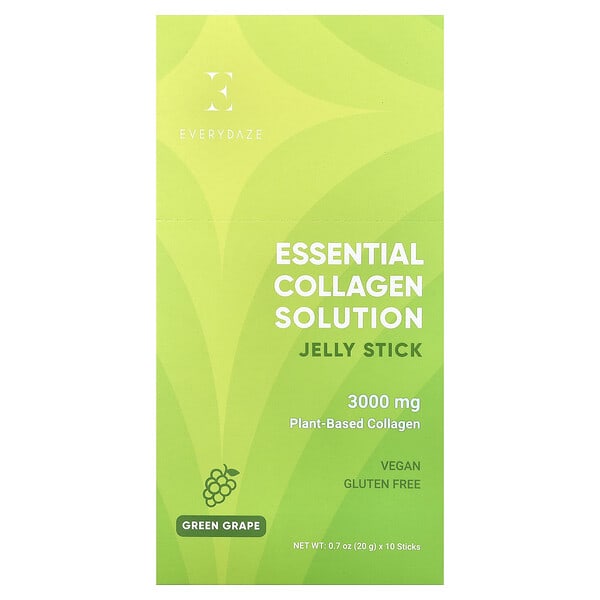 daz07830_v_38.jpg Essential Collagen Solution, желейные стики с коллагеном, зеленый виноград, 10 стиков по 20 г (0,7 унции) — Everydaze