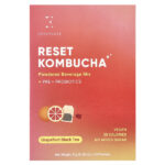 Reset Kombucha, порошковая смесь для напитков, грейпфрутовый черный чай, 10 пакетиков по 5 г (0,18 унции) — Everydaze