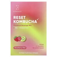 Reset Kombucha, сухая смесь для напитков, клубника и киви, 10 пакетиков по 5 г (0,18 унции) — Everydaze