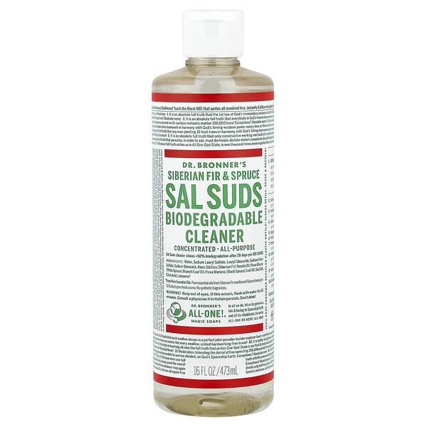 dbr76631_v_26.jpg Sal Suds, биоразлагаемое очищающее средство, мягкого действия, 473 мл (16 жидк. унц.) — Dr. Bronner's