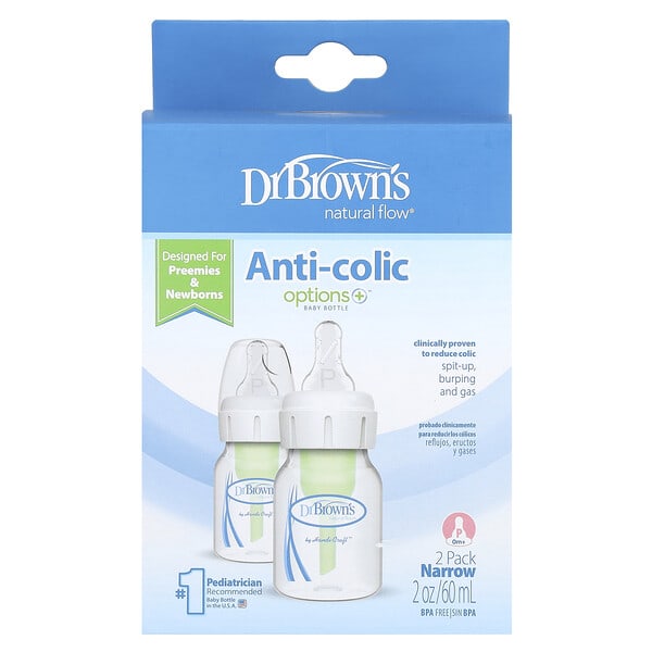 dbw30821_v_58.jpg Natural Flow®, Anti-colic Параметры+™, бутылочка для детей от 0 месяцев, 2 шт. в упаковке, 60 мл (2 унции) — Dr. Brown's