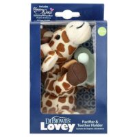 Lovey, Happy Paci™, силиконовый контейнер для соски и держателя для зубов, для детей от 0 до 12 месяцев, жираф, набор из 2 предметов — Dr. Brown's