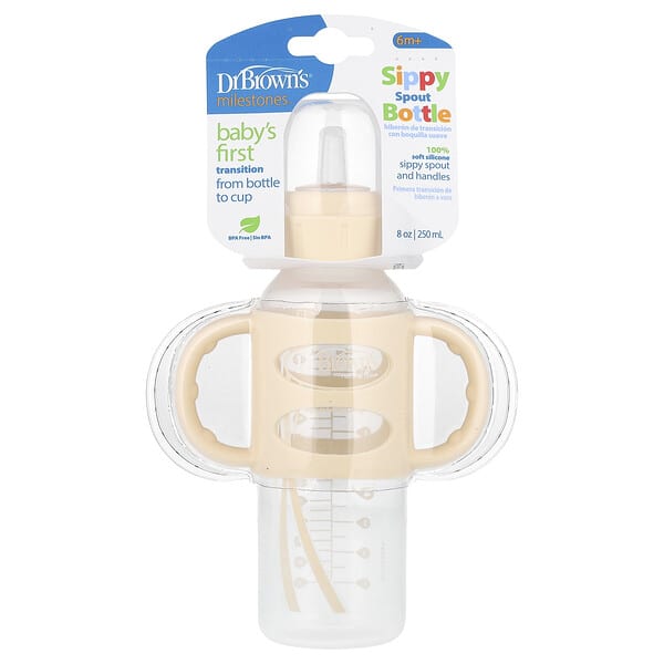 dbw32604_v_10.jpg Sippy Spout Bottle, для детей старше 6 месяцев, крем, 250 мл (8 унций) — Dr. Brown's