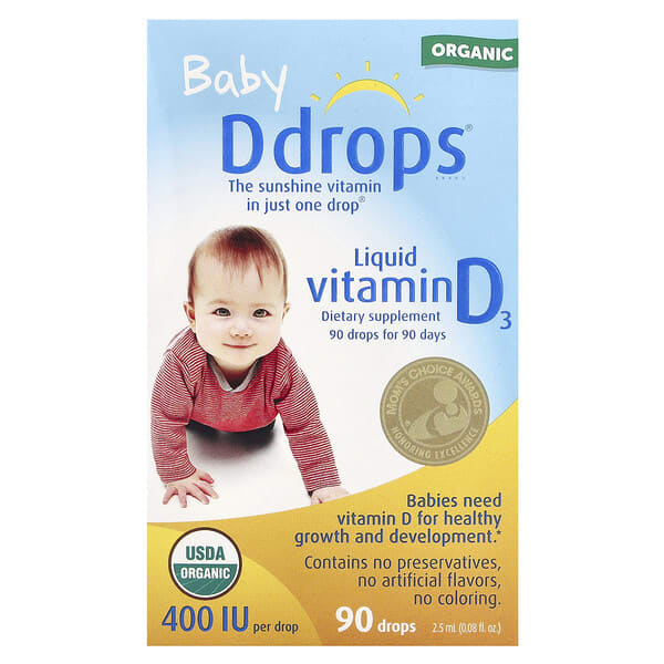 ddp00006_v_53.jpg Baby, органический жидкий витамин D3, 400 МЕ, 90 капель, 2,5 мл (0,08 жидк. унции) — Ddrops