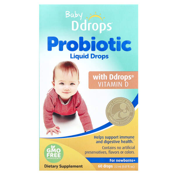 ddp00033_v_17.jpg Baby, жидкие капли с пробиотиком, для новорожденных, 60 капель, 2,2 мл (0,07 жидк. унц.) — Ddrops