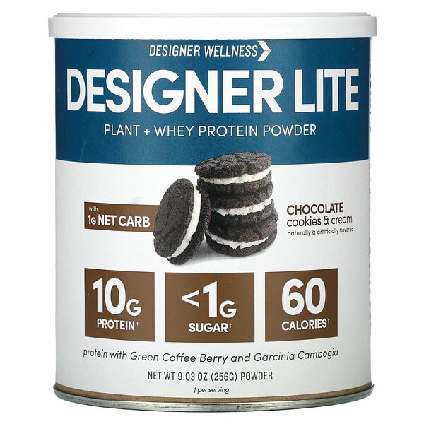 dep01023_v_22.jpg Lite Protein, низкокалорийный натуральный протеин, шоколадное печенье со сливками, 9,03 унц. (256 г) — Designer Wellness